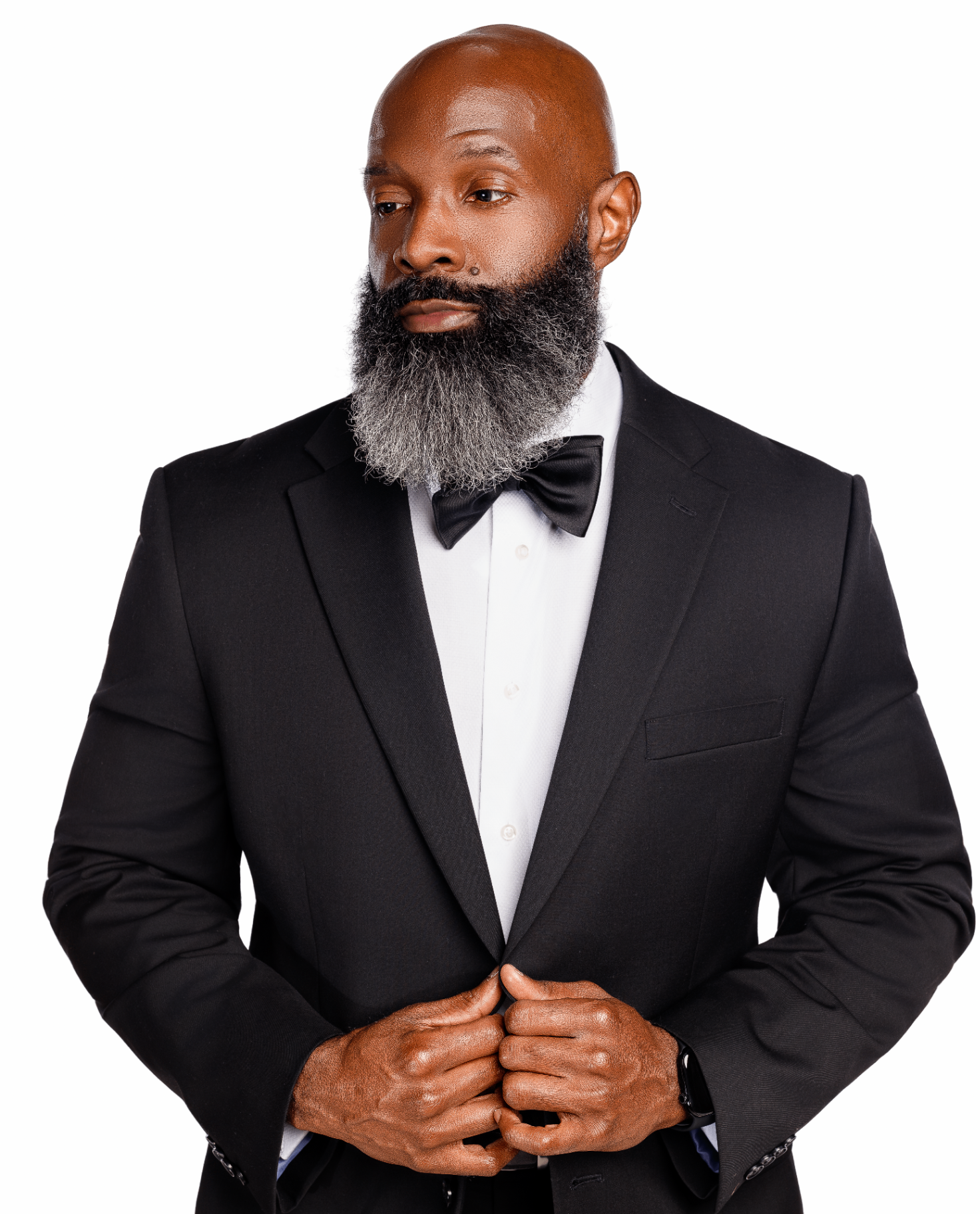 Luxury tuxedo portrait with bow tie
